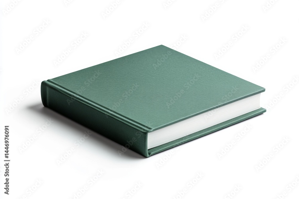 Green book, square, simple, closed, flat lay, studio shot Green book, square, simple, closed, flat lay, studio shot