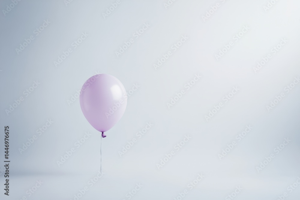 Obraz premium Single light-purple balloon against a plain, pale-gray background