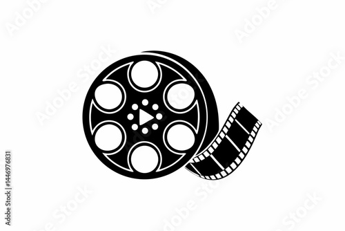 Movie Reel icon silhouette vector illustration