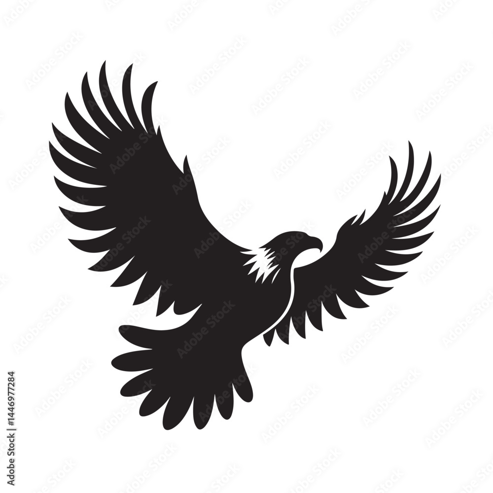 Fototapeta premium Flying Eagle Silhouette Illustration in Clean Black Vector