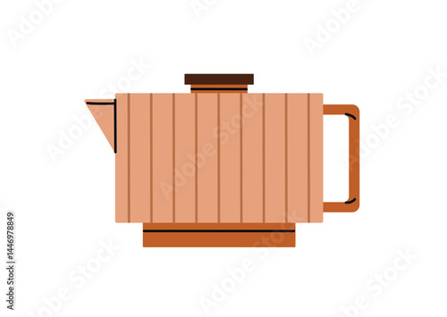 Modern teapot, electric kettle to boil water. Infuser ceramic tea pot to brew herbs. Brewer for preparing herbal beverages, hot drinks, coffee. Flat isolated vector illustration on white background