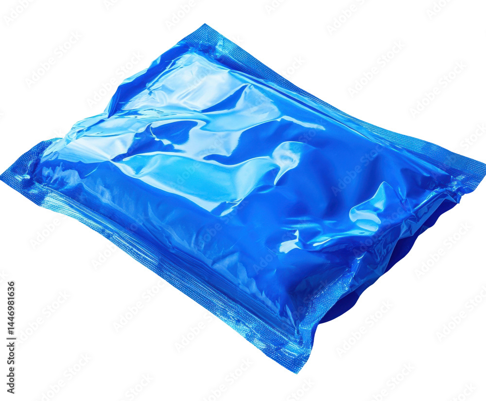 Obraz premium Packaging process of blue pods industry product isolated on transparent background