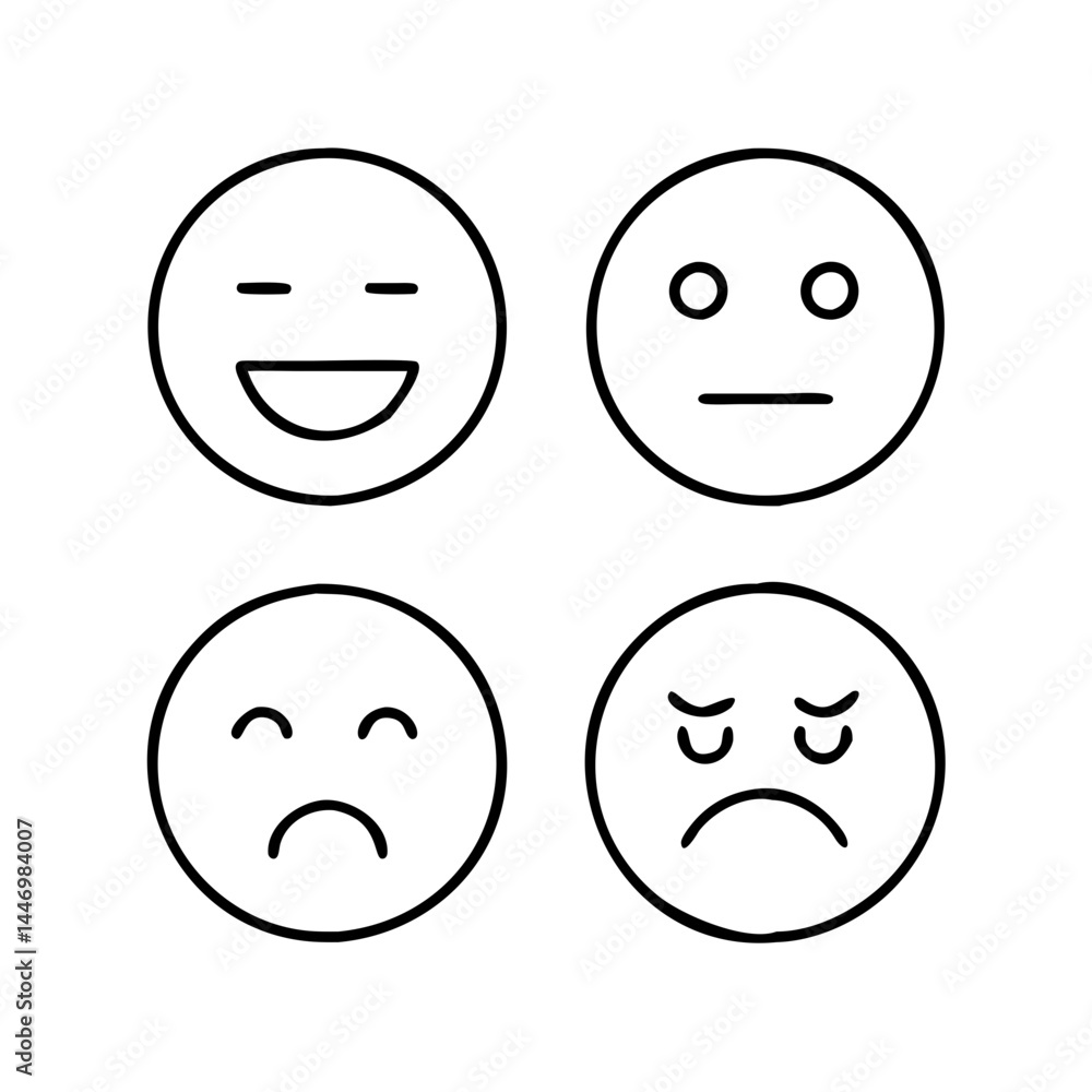 Fototapeta premium emoji reactions icon, emoji reactions line art - simple line art of emoji reactions, perfect for emoji reactions logos and icons