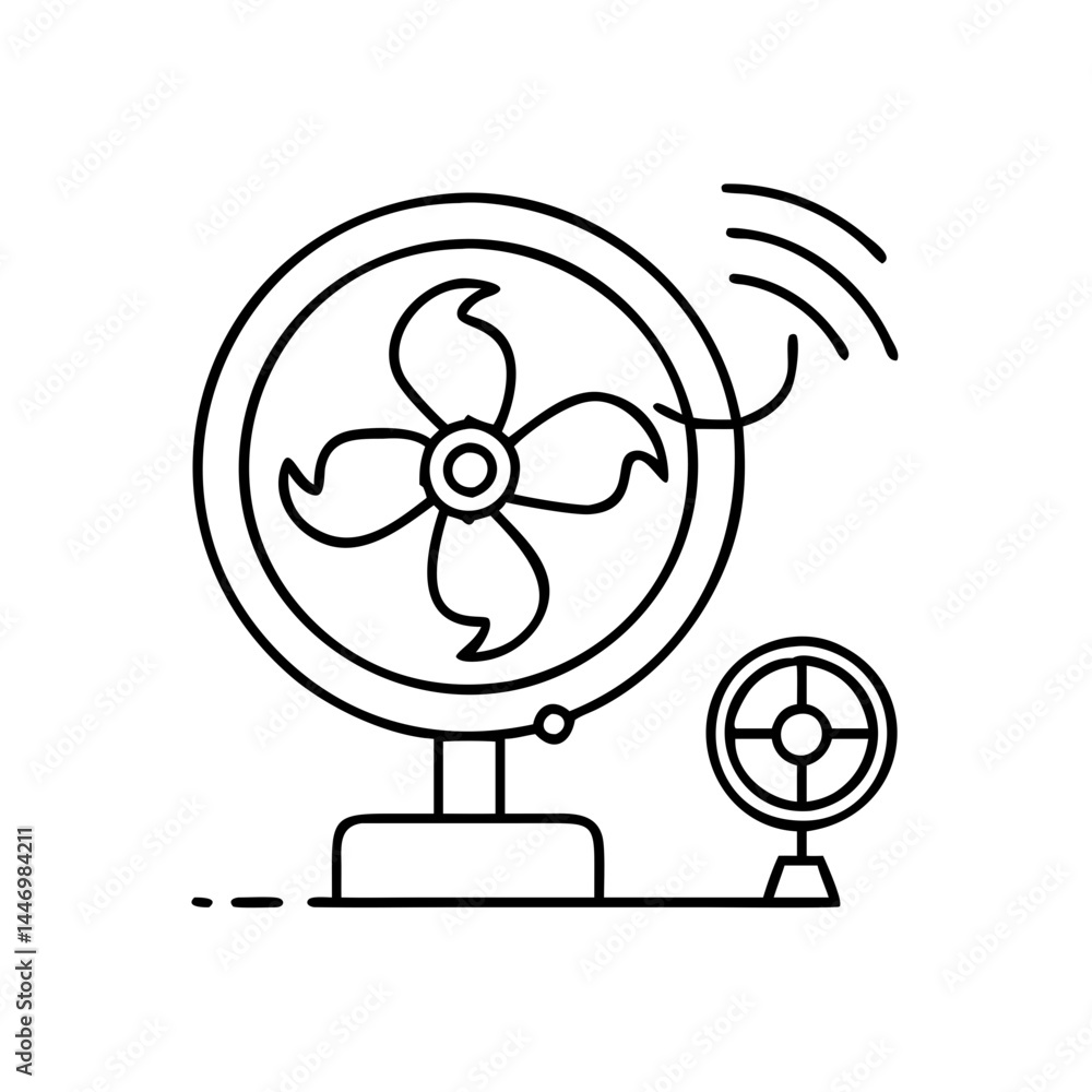 Naklejka premium energy efficient fan icon, energy efficient fan line art - simple line art of energy efficient fan, perfect for energy efficient fan logos and icons