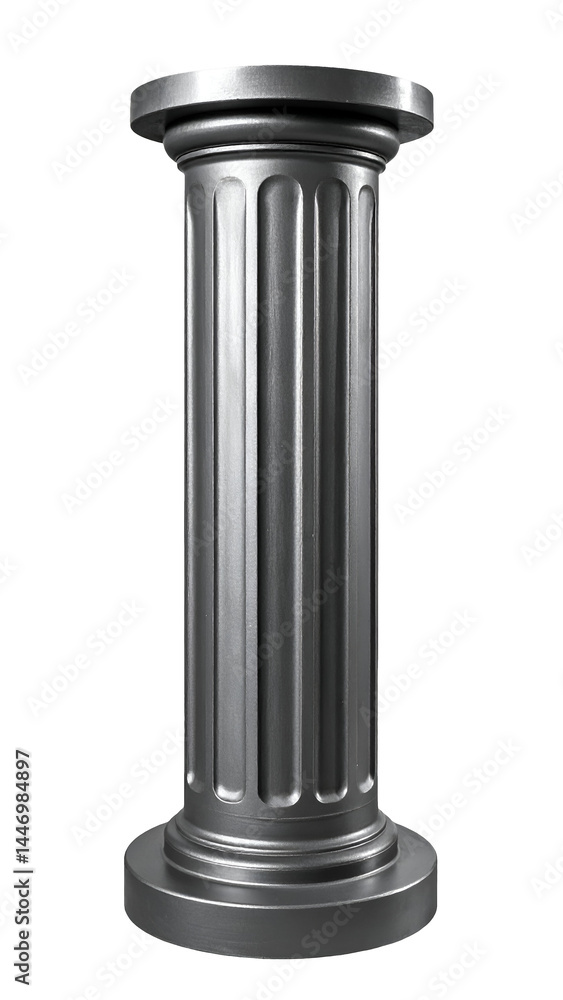 realistic modern fluted steel column with round top and base on isolated background for architectural and design projects
realistic modern fluted steel column with round top and base on isolated background for architectural and design projects