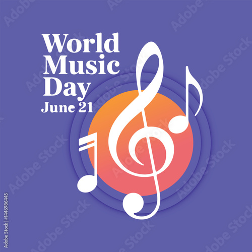 Elegant World Music Day Vector Design with Treble Clef and Note 2
