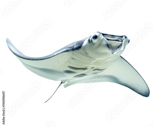 Obraz na plátně Graceful stingray swimming in clear ocean waters underwater scene isolated on tr