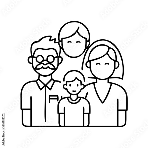 generational family icon, generational family line art - simple line art of generational family, perfect for generational family logos and icons