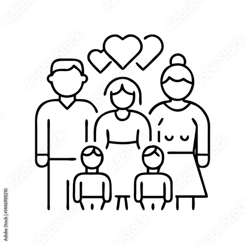 generational family icon, generational family line art - simple line art of generational family, perfect for generational family logos and icons