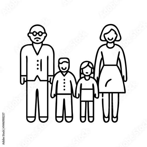 generational family icon, generational family line art - simple line art of generational family, perfect for generational family logos and icons