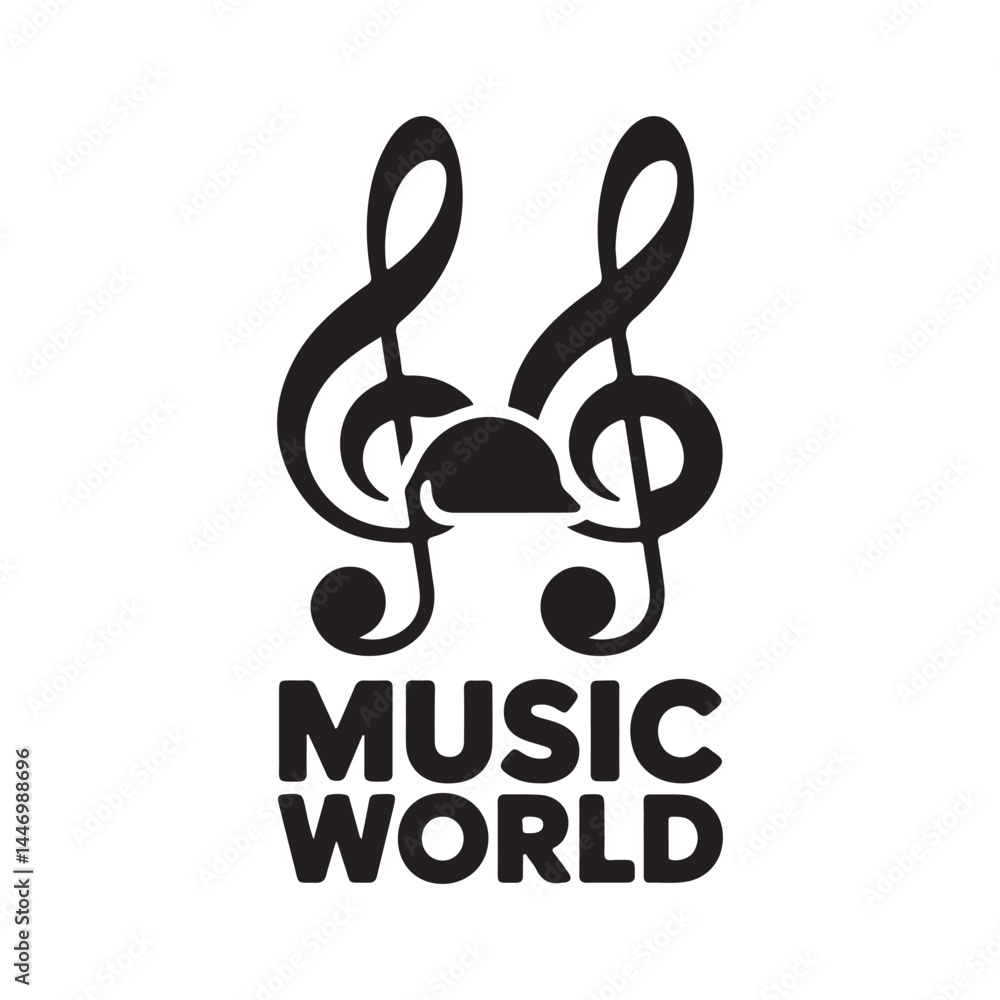 Naklejka premium Modern Music World Vector Logo Design