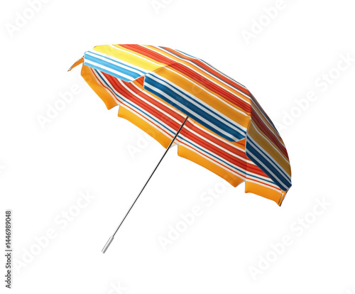 Colorful umbrella at the beach summer vibes relaxation environment isolated on transparent background