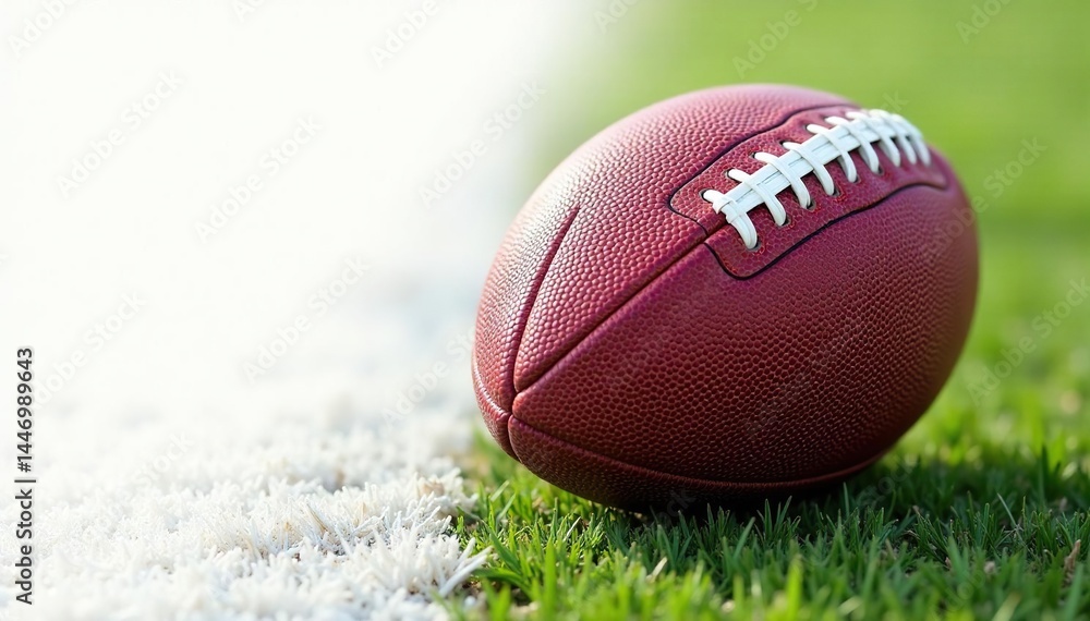 Obraz premium American football on white, showing stitches and texture , pigskin, spiral