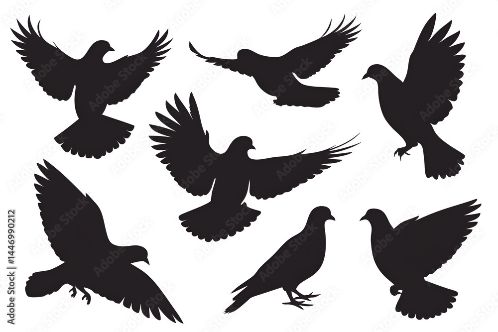 Obraz premium set of silhouette of pigeons 