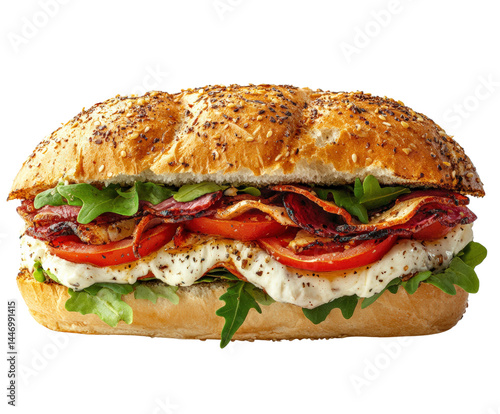 Delicious sandwich creation kitchen food bright isolated on transparent background