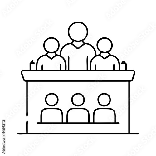 jury deliberation icon, jury deliberation line art - simple line art of jury deliberation, perfect for jury deliberation logos and icons
