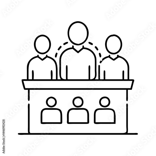 jury deliberation icon, jury deliberation line art - simple line art of jury deliberation, perfect for jury deliberation logos and icons