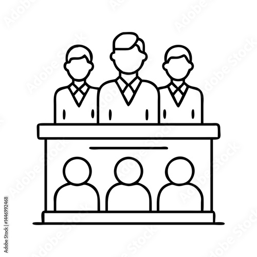 jury deliberation icon, jury deliberation line art - simple line art of jury deliberation, perfect for jury deliberation logos and icons