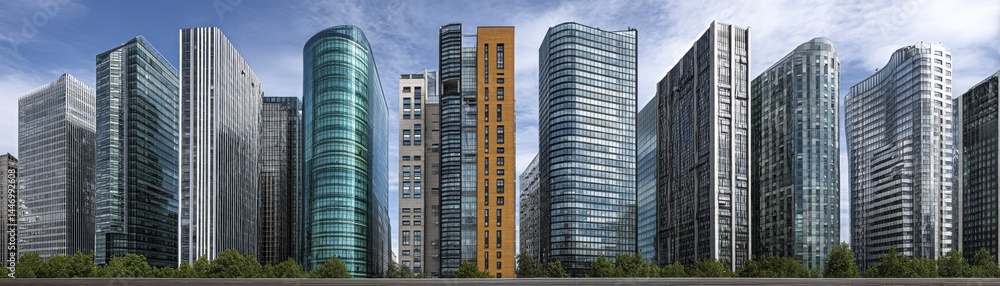 Modern highrise office buildings, La Defense, Paris Sleek glass facades, cityscape views - Paris Structure Architecture Cityscape Modern highrise office buildings, La Defense, Paris Sleek glass facades, cityscape views - Paris Structure Architecture Cityscape