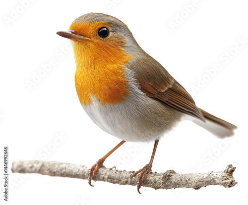 Colorful robin bird perched on branch nature scene isolated on transparent background