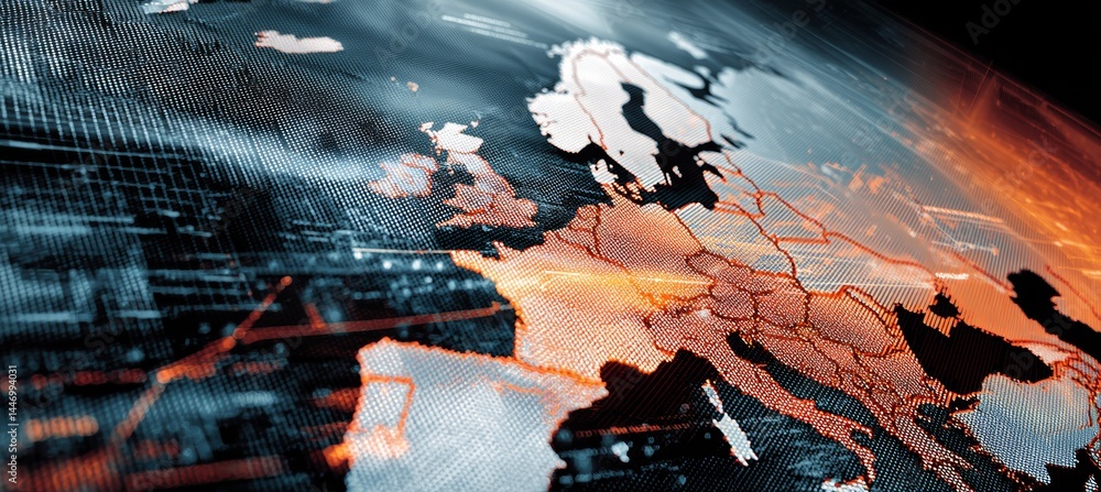 Virtual map of Europe map. Generative AI technology.