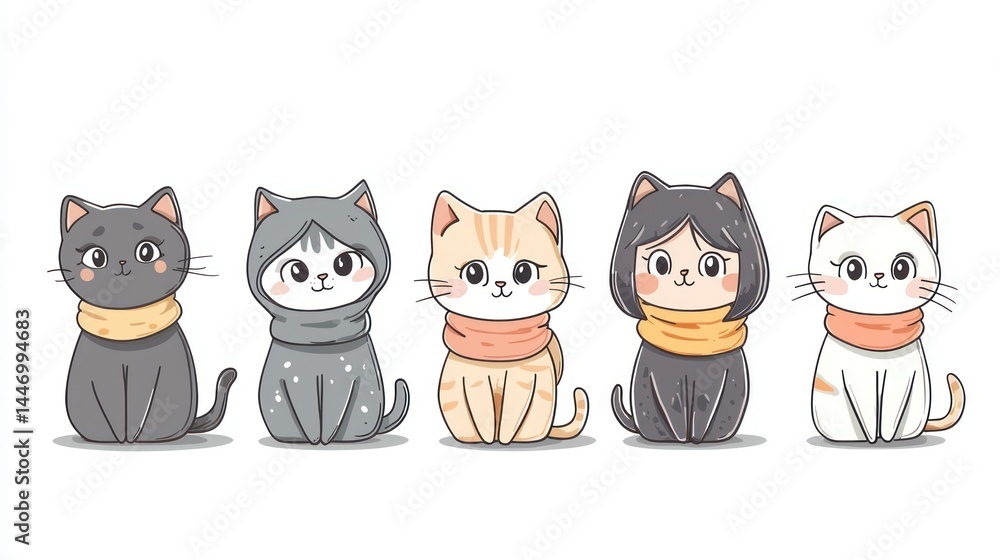 Obraz premium Cute cat cartoon isolated on white background