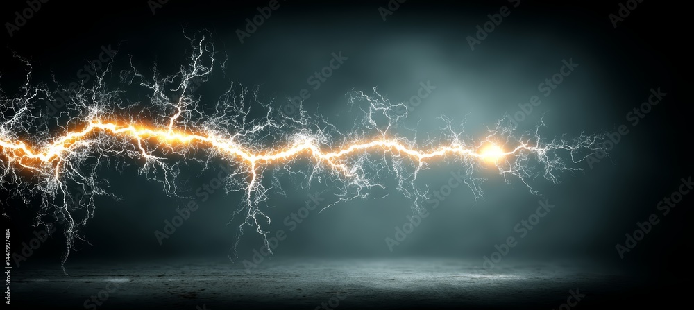 Electric lightning energy. Physics science theory experiment. Generative ai technology.