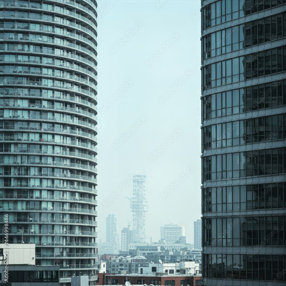 Obraz premium two modern buildings showcase architectural and urban cityscape