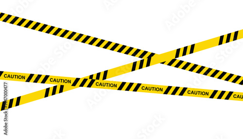 Caution warning tape with yellow and black stripes. police warning crossed ribbon. do not cross ribbons. crime scene or danger zone