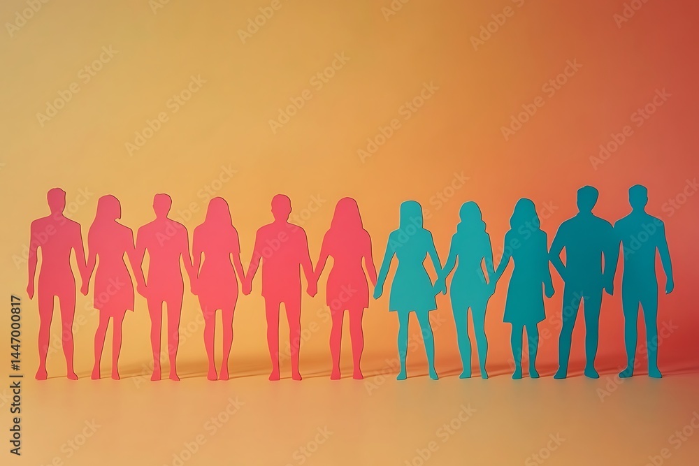 Obraz premium United Paper People Teamwork Side by Side