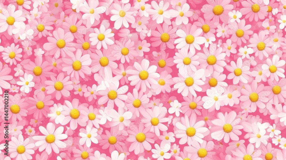 A vibrant field of pink daisies A vibrant field of pink daisies