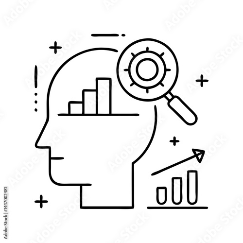 analytical thinking icon, analytical thinking line art - simple line art of analytical thinking, perfect for analytical thinking logos and icons