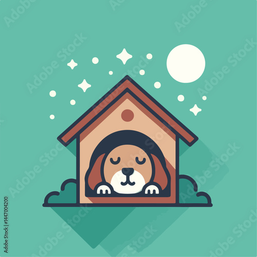a dog sleeping in a cage illustration
