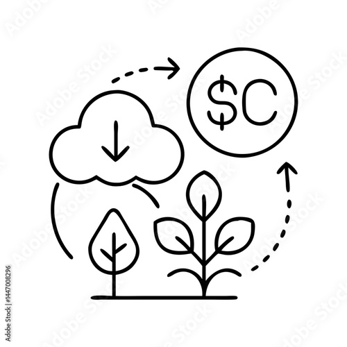 carbon offset icon, carbon offset line art - simple line art of carbon offset, perfect for carbon offset logos and icons