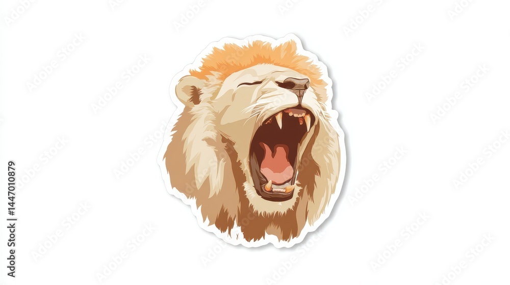 Naklejka premium Fierce Lion Roaring Wildly Close Up