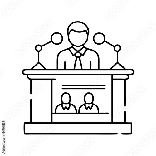 court hearing icon, court hearing line art - simple line art of court hearing, perfect for court hearing logos and icons