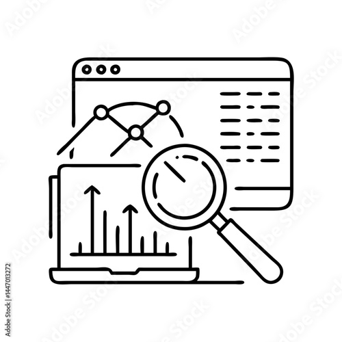 data mining icon, data mining line art - simple line art of data mining, perfect for data mining logos and icons