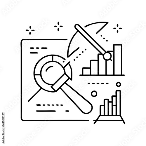 data mining icon, data mining line art - simple line art of data mining, perfect for data mining logos and icons