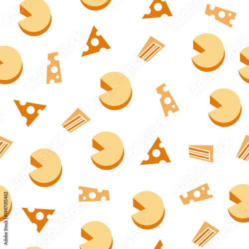 Cheese Delight Land Block and Slice Snack Pattern. Ideal for food enthusiasts and cheese lovers alike. Perfect for kitchen accessories, textile, etc in culinary settings.