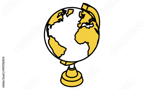 Simple line drawing of a globe icon, isometric illustration