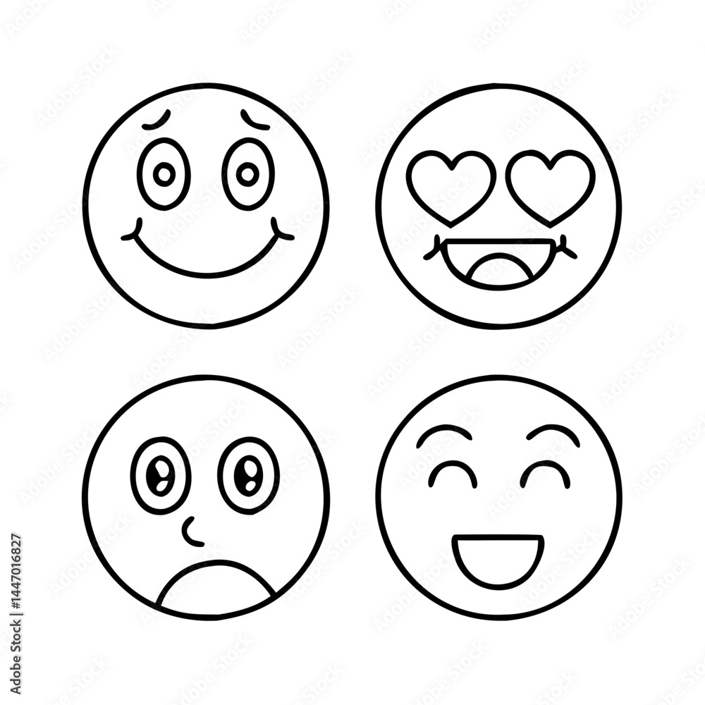 Fototapeta premium emoji reactions icon, emoji reactions line art - simple line art of emoji reactions, perfect for emoji reactions logos and icons