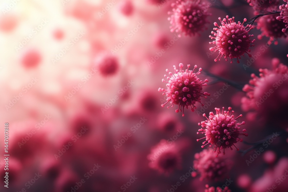 Microscopic view of many pink cells with a pink and white background Microscopic view of many pink cells with a pink and white background