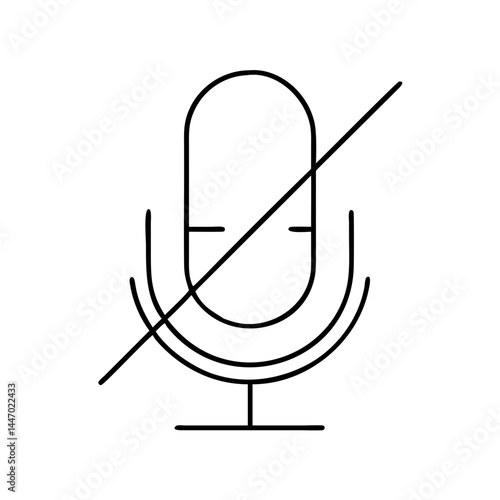 mute microphone icon, mute microphone line art - simple line art of mute microphone, perfect for mute microphone logos and icons
