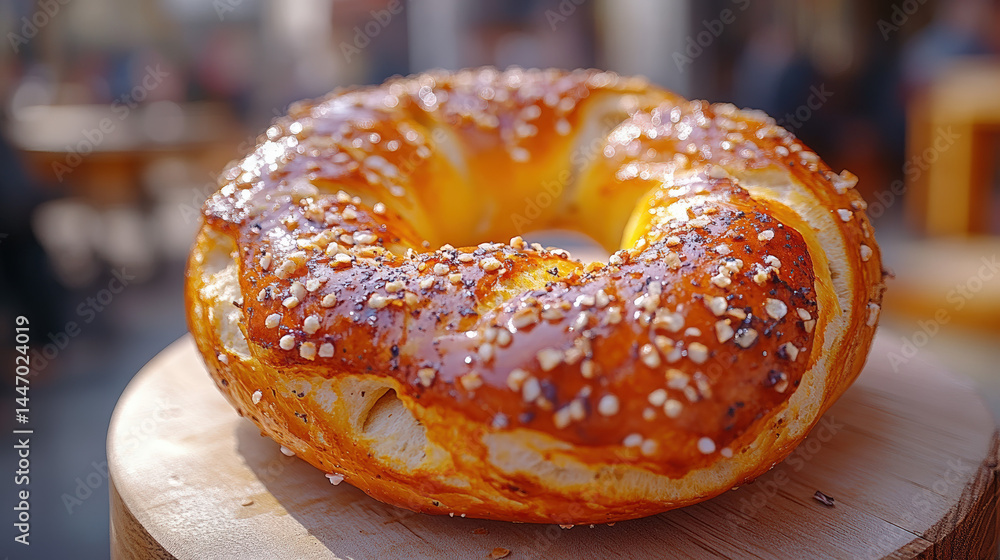 Round, golden bread with seeds Round, golden bread with seeds