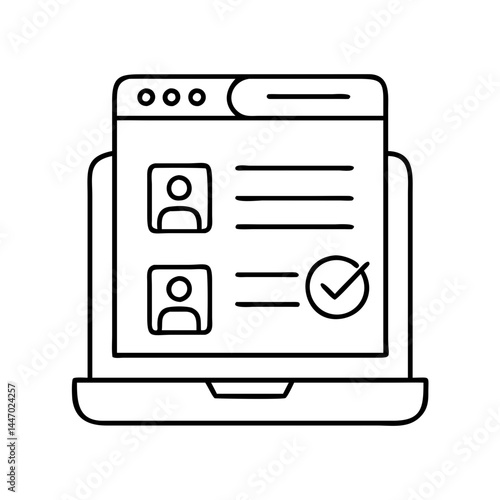 online survey icon, online survey line art - simple line art of online survey, perfect for online survey logos and icons