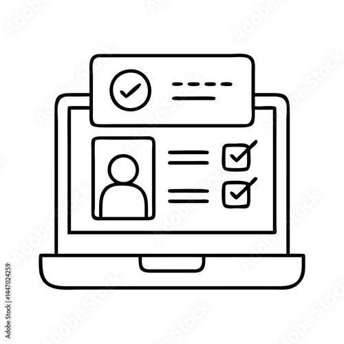 online survey icon, online survey line art - simple line art of online survey, perfect for online survey logos and icons