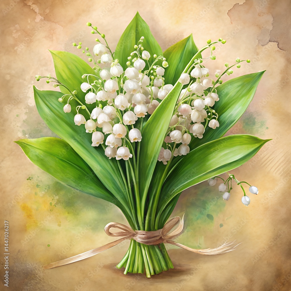 Obraz premium Lily of the valley flower on white background