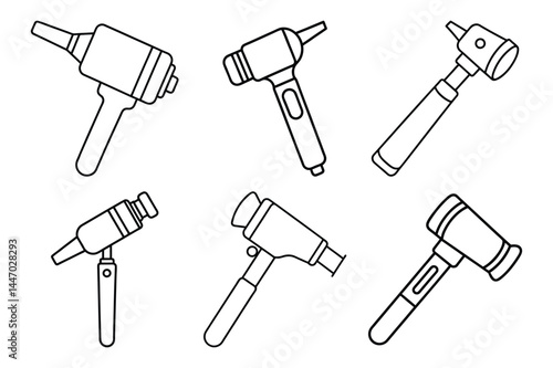 Vector Design Otoscope line Icon set Style. Otoscope icon depicting a medical instrument for ear examination