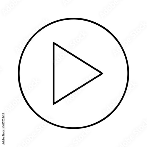 play button icon, play button line art - simple line art of play button, perfect for play button logos and icons