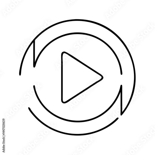 play button icon, play button line art - simple line art of play button, perfect for play button logos and icons